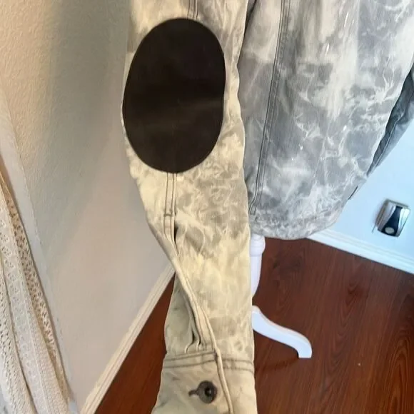 Akoo Light Gray Acid Washed and Paint Splatter Design Denim Jacket ~ Size XL - Picture 4 of 11